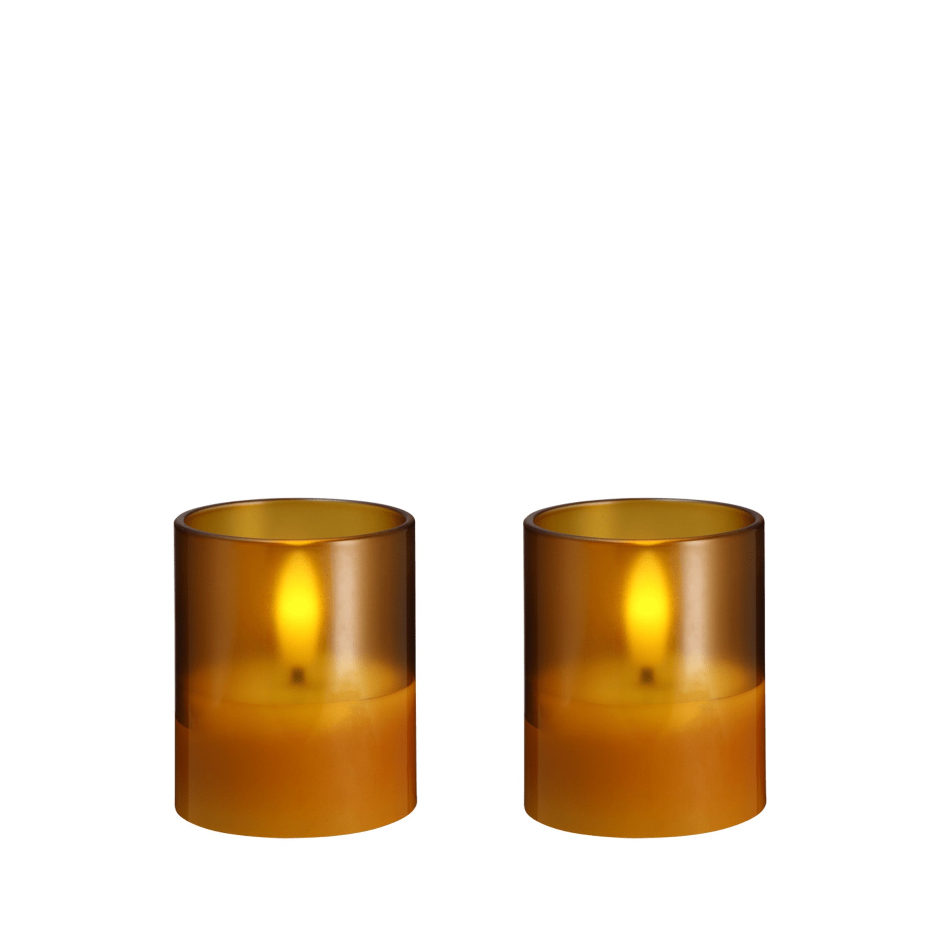 LED glass candle Hurricane 2 stk 4,7x5,7 cm honey mustard